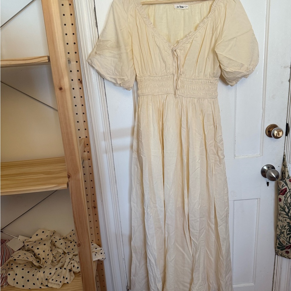 Pinkblush maternity Maxi Dress with Puff Sleeves